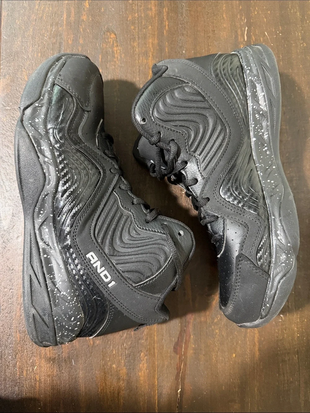 And1 Black High-Top Basketball Shoes with Speckled Midsole
